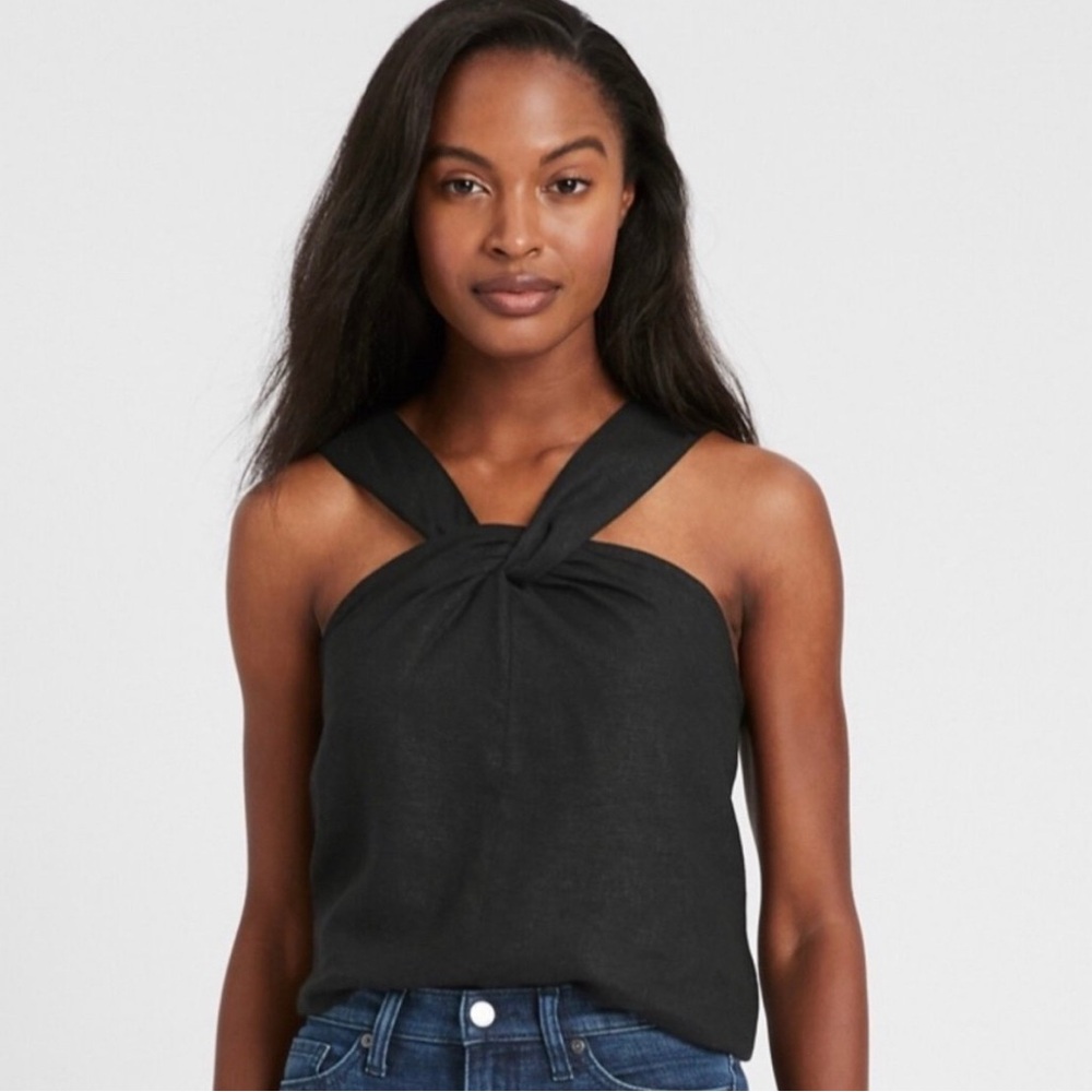 Banana Republic Black Twist Halter Top NWT